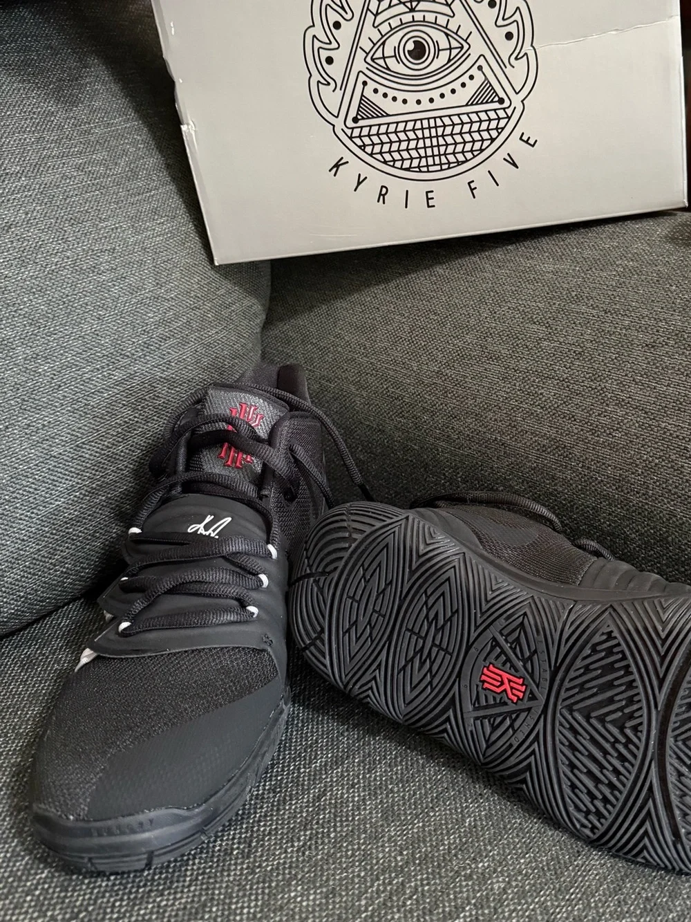 Nike Kyrie Five Men's Basketball Shoes - Black with Red Accents